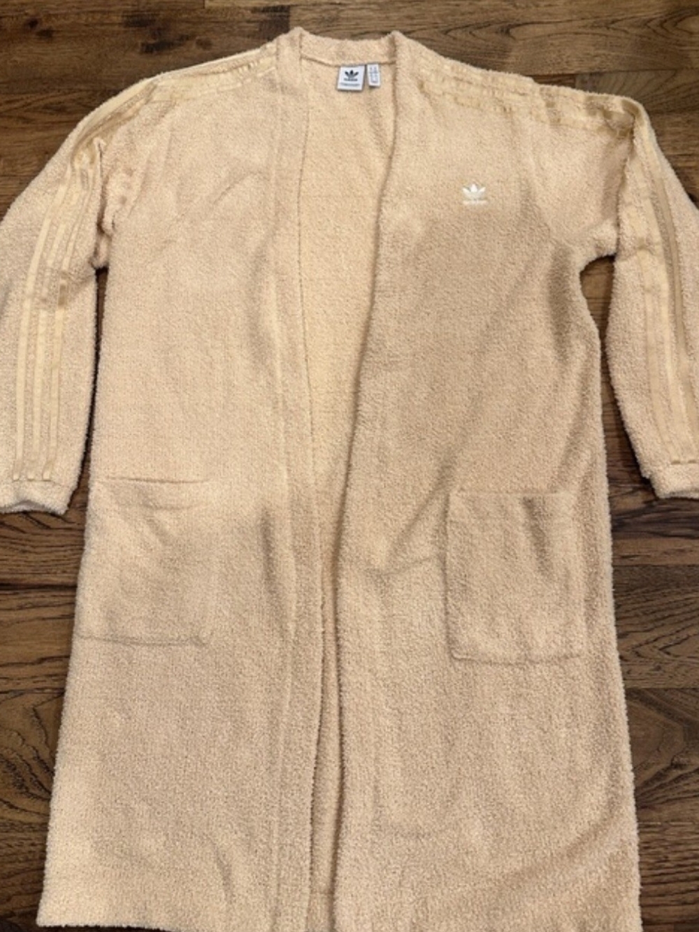 adidas Kids Cream Sherpa Open-Front Coat